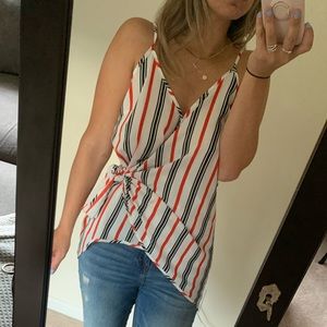 Striped Red & Black Blouse